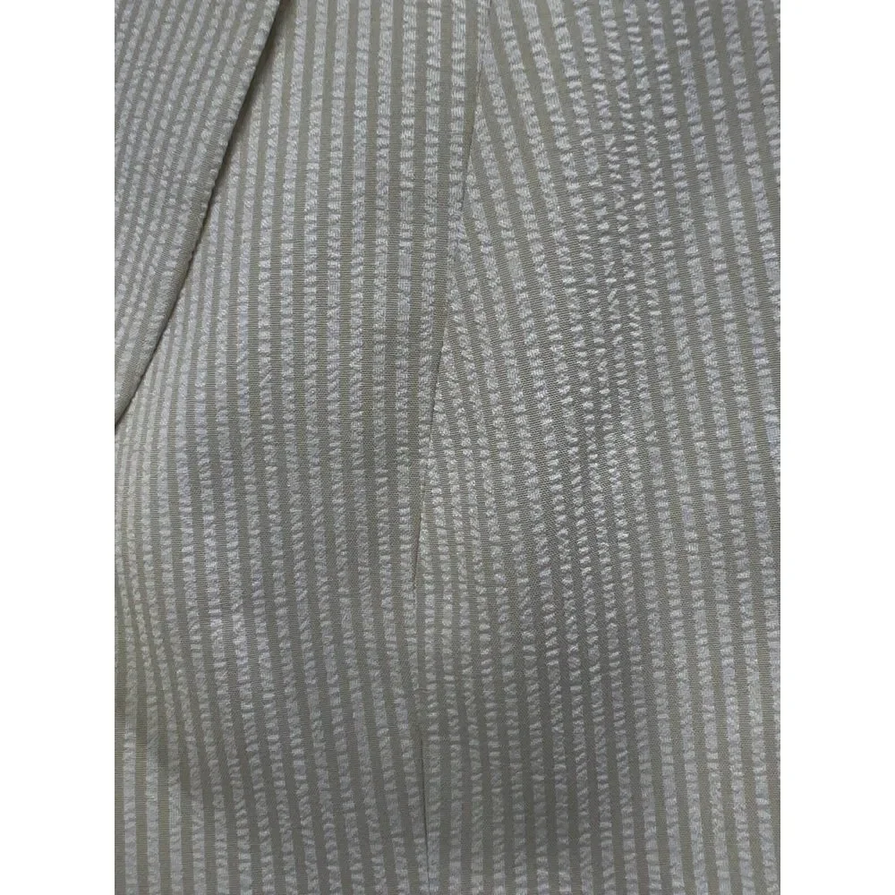 Spiegel Blazer Jacket Womens Size 12 Beige/White‎ Pinstripe Unique Details